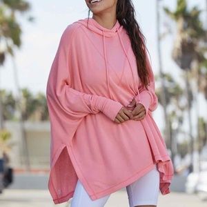 FP Movement (Free People) Salmon Pink Oversized Poncho Hoodie